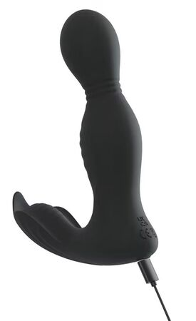 Черная анальная пробка с вибрацией, вращением и пультом ДУ RC Butt Plug with 2 Functions